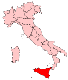 mapa Itálie a Sicílie